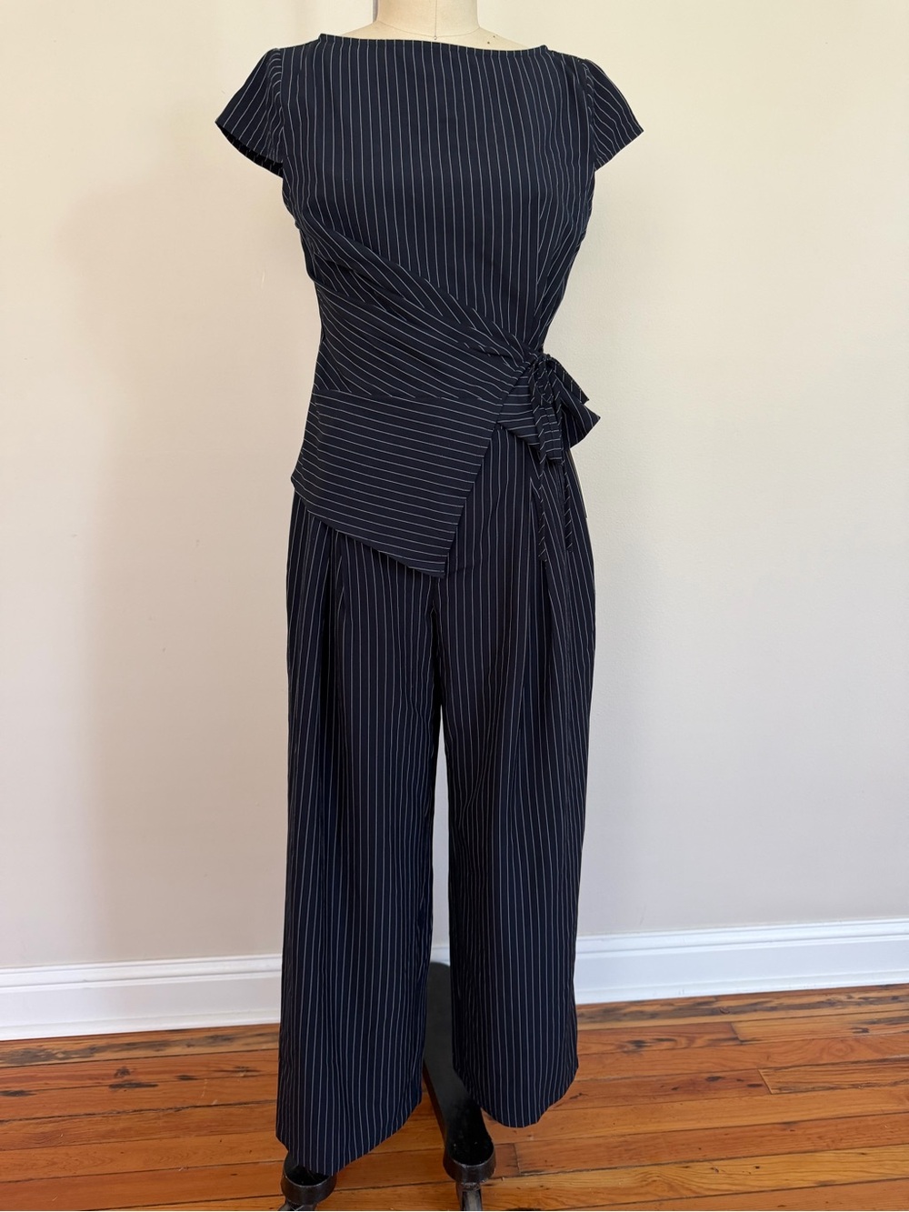Navy Pinstripe Top & Pant Set